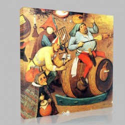 Bruegel-The Combat of Carnival and Lent, Detail Drunkards Stampa su Tela