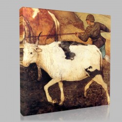 Bruegel-The Re-entry of the Herds, autumn, Detail the cowherd Stampa su Tela