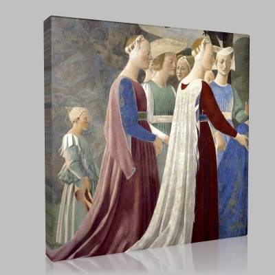 Piero della Francesca-Adoration du bois sacré et rencontre de la reine de saba et du roi Salomon, détail les femmes Canvas
