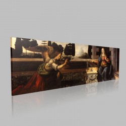 Leonardo DaVinci-L'Annonciation Stampa su Tela