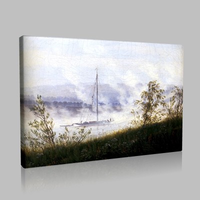 Caspar David Friedrich-Bateau sur l'Elbe, le matin dans le brouillard Canvas