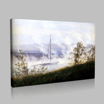 Caspar David Friedrich-Bateau sur l'Elbe, le matin dans le brouillard Canvas Caspar David Friedrich-Bateau sur l'Elbe, le matin dans le brouillard Canvas