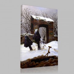 Caspar David Friedrich-Cimetière sous la neige Stampa su Tela
