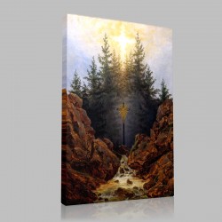 Caspar David Friedrich-Croix dans la Forêt Stampa su Tela