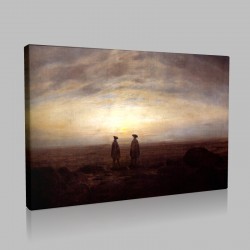 Caspar David Friedrich-Deux hommes en bord de mer au crépuscule Stampa su Tela