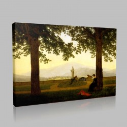 Caspar David Friedrich-La Terrasse du jardin Stampa su Tela