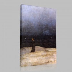 Caspar David Friedrich-Le Maine au bord de la mer, détail Stampa su Tela