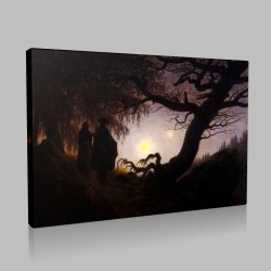 Caspar David Friedrich-Un Homme et une Femme contemplant la Lune Stampa su Tela