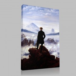 Caspar David Friedrich-Voyageur contemplant une mer de nuages Stampa su Tela