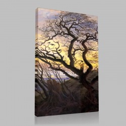 Caspar David Friedrich-l'Arbre aux corbeaux Stampa su Tela