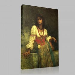 Ernest Hebert-Rosa Nera à la fontaine Stampa su Tela