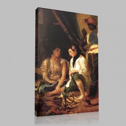 Eugène Delacroix-Femmes d'Alger dans leur appartement Stampa su Tela