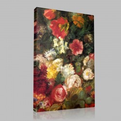 Eugène Delacroix-Fleurs dans un vase bleu Stampa su Tela