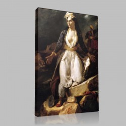 Eugène Delacroix-La Grèce sur les ruines de Missolonghi Stampa su Tela