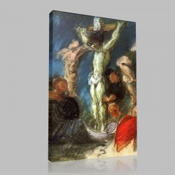 Eugène Delacroix-Le Christ entre les deux larrons ou le Coup de lance Stampa su Tela