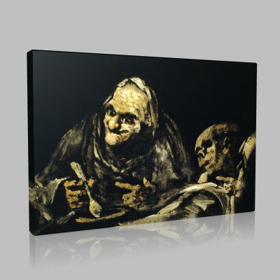 Goya-Deux vieux mangeant Canvas