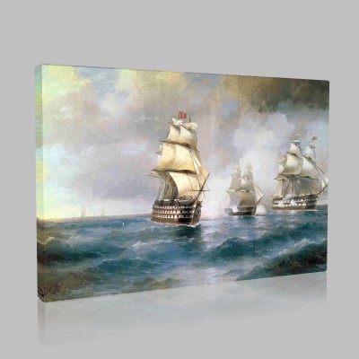Aivazovsky-Brig Mercury Attacked by Two Turkish Ships Canvas