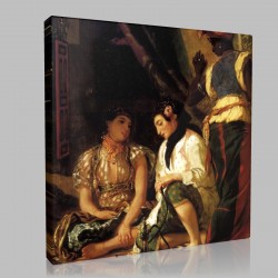 Eugène Delacroix-Femmes d'Alger dans leur appartement, Détail Stampa su Tela