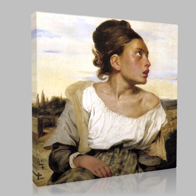 Eugène Delacroix-Jeune Femme assise dans un cimetière Canvas