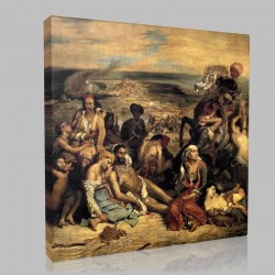 Eugène Delacroix-Scènes des massacres de scio Stampa su Tela