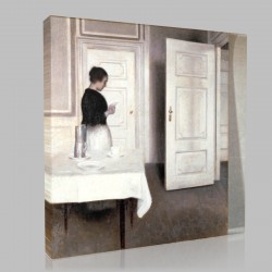 Vilhelm Hammershoi-Interior Stampa su Tela