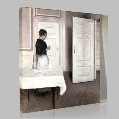 Vilhelm Hammershoi-Interior Stampa su Tela