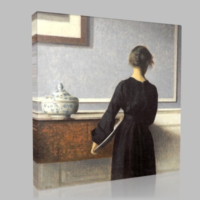 Vilhelm Hammershoi-Interior Young Woman Seen From Behind Canvas