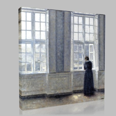 Vilhelm Hammershoi-The Tall Windows Canvas