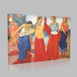 Kuzma Sergeevich Petrov Vodkin-Girls in Volga Stampa su Tela