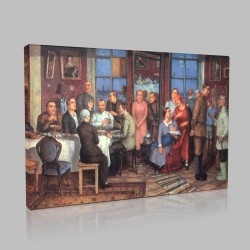 Kuzma Sergeevich Petrov Vodkin-House-warming party Stampa su Tela