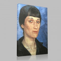 Kuzma Sergeevich Petrov Vodkin-Portrait of Anna Ahmatova Stampa su Tela