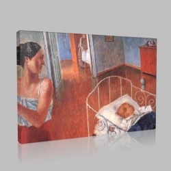 Kuzma Sergeevich Petrov Vodkin-Sleeping Stampa su Tela