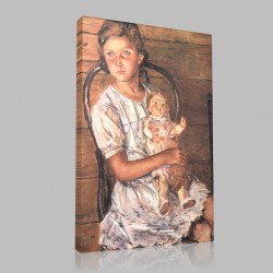 Kuzma Sergeevich Petrov Vodkin-The Girl with Doll Stampa su Tela