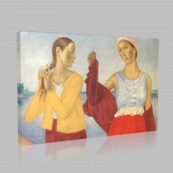 Kuzma Sergeevich Petrov Vodkin-Two Girls Stampa su Tela
