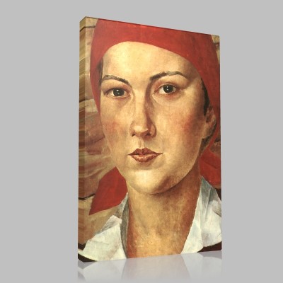 Kuzma Sergeevich Petrov Vodkin-Working Woman in Red Scarf Canvas