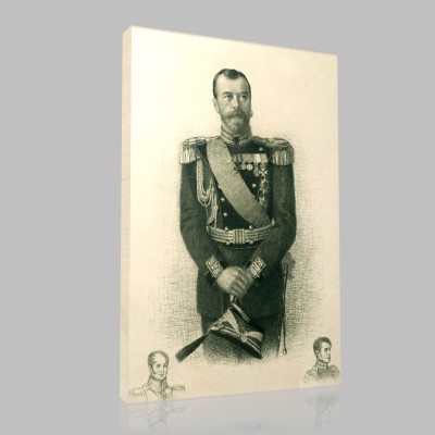 Rundaltsov-Portrait of Emperor Nicholas II with Remarque Stampa su Tela