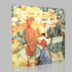 Kuzma Sergeevich Petrov Vodkin-Boys against a city,Semerkant Stampa su Tela