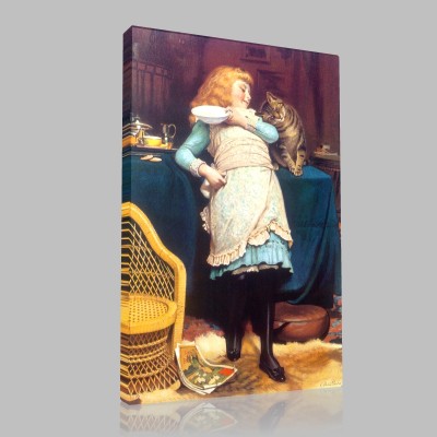 Charles Burton Barber-Coaxing is Better Than Teasing Canvas