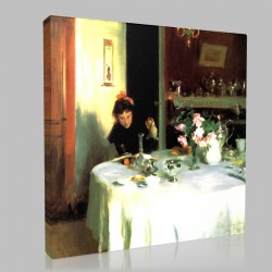 John Singer Sargent-The Breakfast Table Stampa su Tela